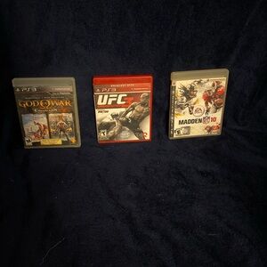 PS3 Game Bundle - God of War, UFC Undisputed, Madden 10 (Black/Red/White)